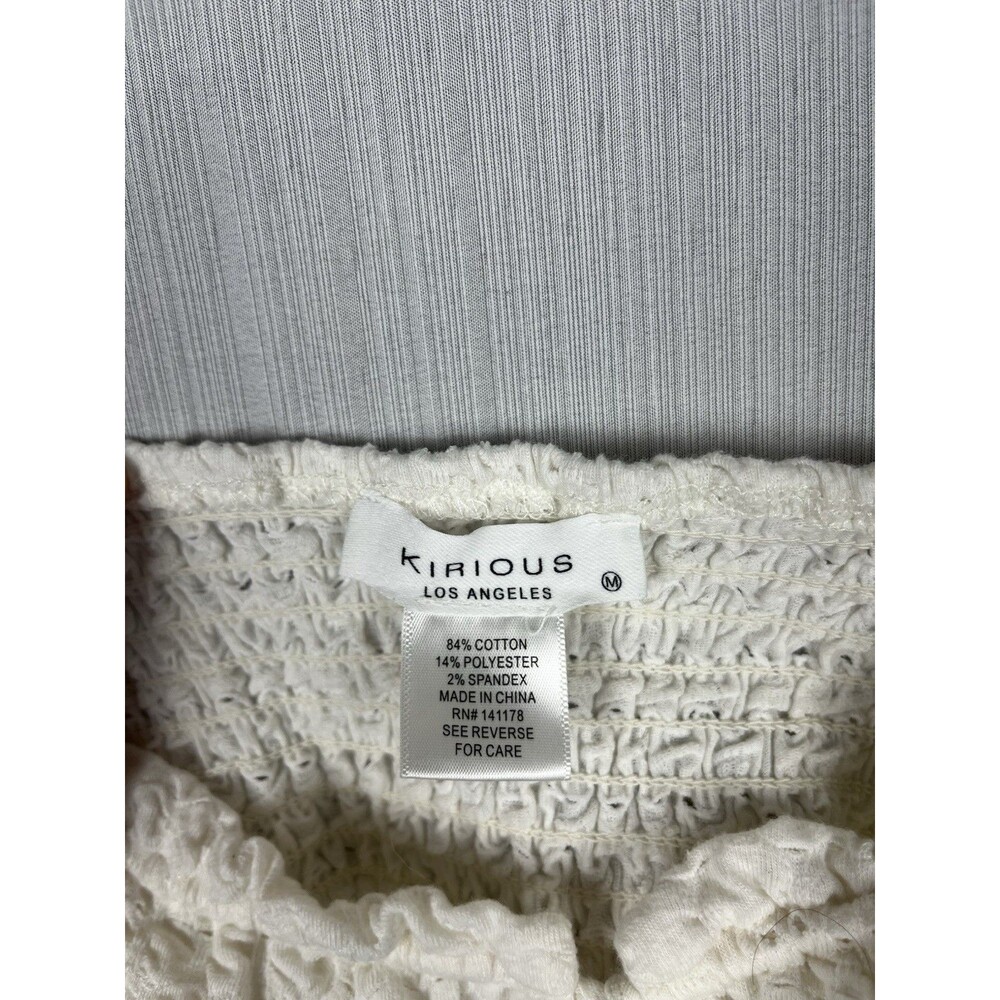 Kirious Women's White Babydoll Puff Sleeve Tie Front Top Milkmaid Coquette - Picture 7 of 11